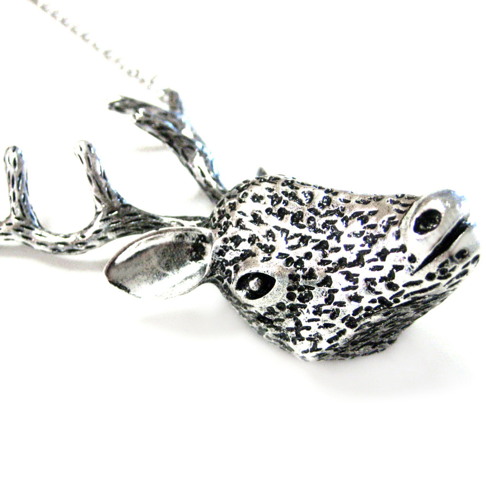 Large Deer Head Pendant Unisex Necklace - Picture 1 of 3